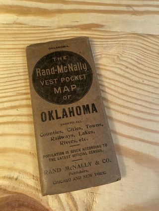 The Rand - Mcnally Vest Pocket Map Of Oklahoma Showing All Counties,  Cities,  1912