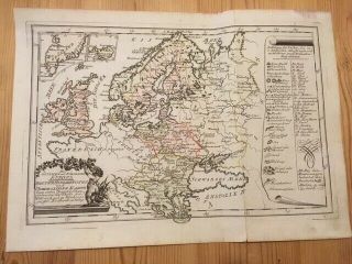 Antique Copper Engraved Map Of North And East Europe,  Ca.  1700