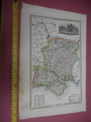 100 Hampshire Isle Of Wight Map By J Pigot C1838 Vgc Low Uk Post