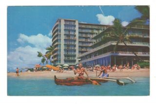 The Reef Hotel Waikiki Beach Hawaii Vintage Postcard Eb282