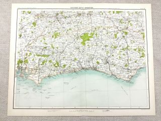 1890 Antique Map Of Brighton South Coast Sussex Coastline 19th Century