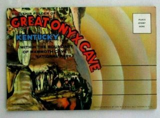 Vintage 1940s Linen Souvenir Folder Of Great Onyx Cave,  Kentucky