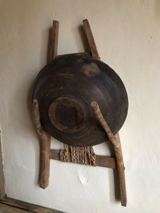 Old Antique Wooden Hanging Handmade Bowl Plate Rack Holder Shelf Aafa Patina