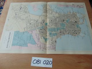 19th Century 1889 Antique Bacon Map Plan Of Southampton 88