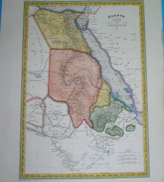 1838 Antique Map Of Africa Egypt Sudan Ethiopia Eritrea Cairo Sinai Saudi Arabia