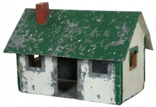 Miniature Tin Rustic Antique Painted Folk Art Farmhouse Cottage Country House 8 "