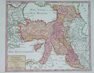 1748 Rare Map Asia Turkey Armenia Georgia Israel Cyprus Iraq Iran