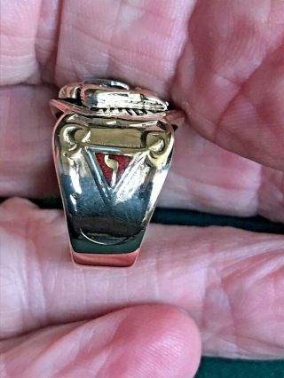 14k Gold Masonic Scottish Rite Ring Double Headed Eagle.  77 Ct Diamond Sz 9.  5 3