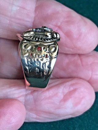 14k Gold Masonic Scottish Rite Ring Double Headed Eagle.  77 Ct Diamond Sz 9.  5 4