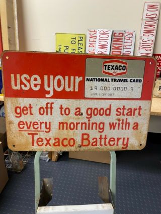 Vintage Texaco Battery Display Rack W/ Topper Sign Gas Oil 2