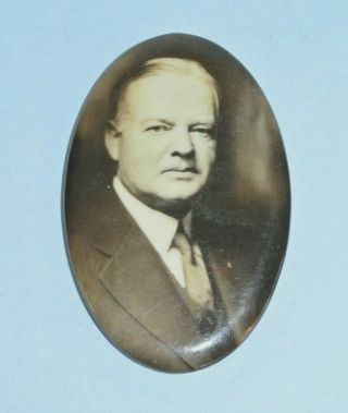 1928 Or 1932 Herbert Hoover Political Campaign Celluloid 2.  75 " Pocket Mirror