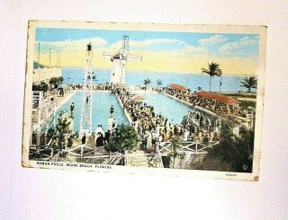 Vintage Postcard,  1926 - Miami Beach,  Florida - The Roman Pools