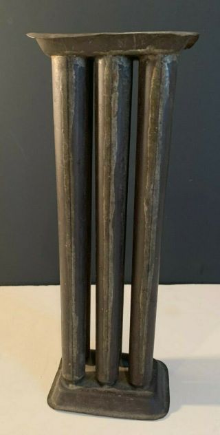 Antique 6 Tube Tin Candle Mold With Strap Handle