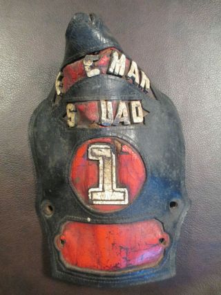 Vintage Chicago Fire Department Fireman Squad 1 Helmet Front Shield