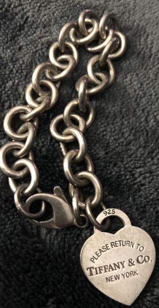 Vintage Tiffany & Co 925 Heart Charm Bracelet