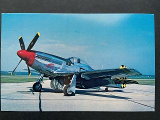 North American P - 51d Mustang Fighter Aircraft Vintage Chrome Postcard