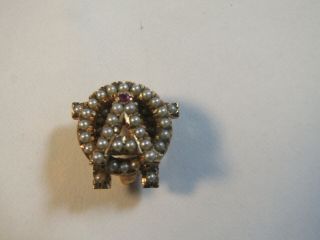 Vtg 1946 Alpha Omicron Pi Sorority 10k Gold Member Pin/badge Rubies & Pearls Bh