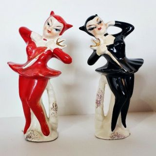 Pair Vintage She Devil Salt & Pepper Shakers Japan Pinup Rare Anthropomorphic