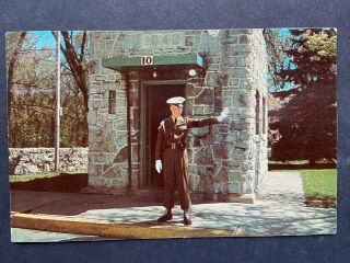 Main Entrance,  Us Army War College,  Carlisle Barracks Pa Vintage Chrome Postcard