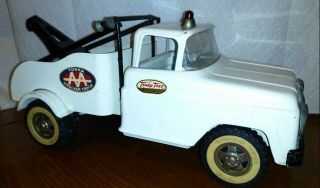 Vintage Tonka Truck Metal Steel Toy Wrecker Contractors Tow Auto Car 13.  5 Inch
