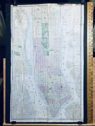1865 Poster - Sized Folding Pocket Color Street Map Of York City