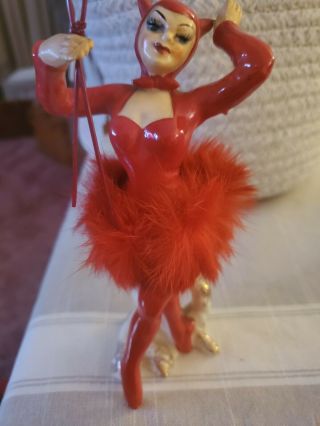 Vintage Napco 1950s Red She Devil Ballerina Figurine Made In Japan