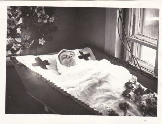 1950s Post Mortem Dead Woman Coffin Funeral Corpse Unusual Old Russian Photo
