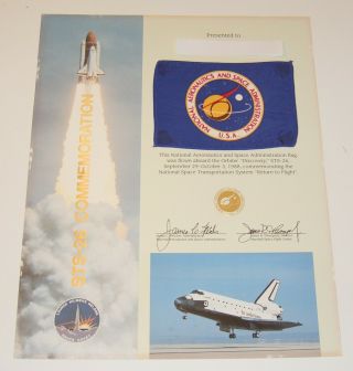 Sts - 26 " Return To Flight " Mission Flown Nasa Flag Space Shuttle Discovery 1988