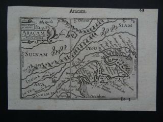 1609 Langenes Atlas Kaerius Map Arakan - Burma - Myanmar - Aracam Pegu