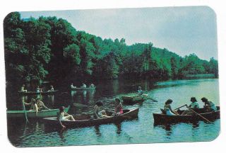 Vintage Pennsylvania Chrome Postcard Bushkill Falls House Private Lake Canoes
