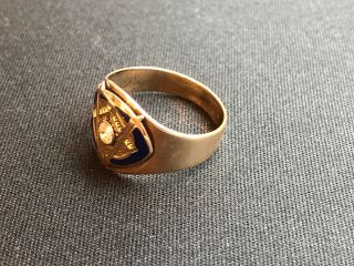 Vintage Diamond Masonic Ring 14k Gold.  European Cut Diamond. 4