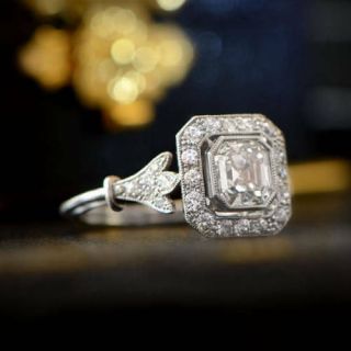 1.  2 Ct Cz Antique Asscher Cut Vintage Engagement Ring In 925 Sterling Silver