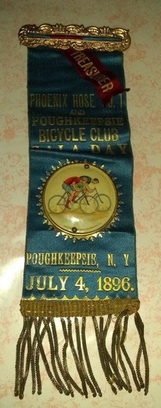 Ny 1896 Bicycle Club Ribbon Gala July 4 Poughkeepsie Phoenix (fire) Hose Co