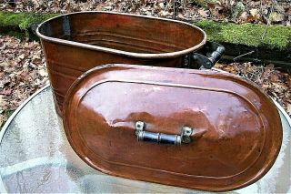 Antique Copper Boiler With Copper Lid Old Farm Wash Tub Home Decor Storage
