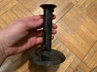 19th Century Civil War Era Tin Hogscraper Pushup Candlestick Black Paint Remains