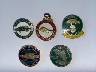 15 Enamel Vintage Fishing Club Badges Australia Victoria 3