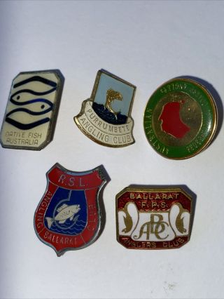15 Enamel Vintage Fishing Club Badges Australia Victoria 5