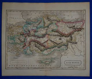 Antique 1838 Hand Colored Map Of Ancient Asia Minor - Turkey Butler 