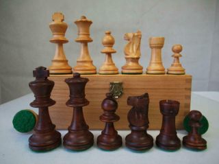 Vintage Chess Set Tournament French Lardy Int Staunton Pattern K 89 Mm Orig Box