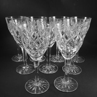 8 Vintage Swedish Cut Crystal Boda Majestic White Wine Glasses