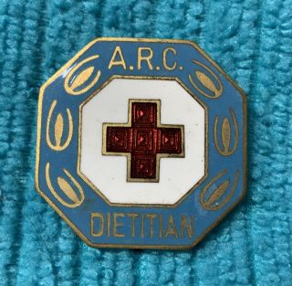 American Red Cross A.  R.  C.  Dietitian Badge Rare Pin,  Volunteer Badge