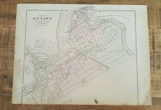 1876 Antique Map Plan Of Ottawa,  Ontario - Tackabury 