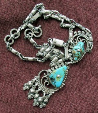 Rare Vintage Taxco Mexico Sterling Necklace - Pendant 4 Inches,  23 Inches Chain