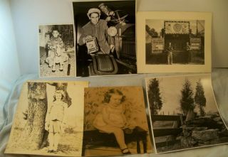 6 Vintage Photos 1950 ? Shooting Gallery Boy Girl 1935 Press Old Car ? 8 X 10 Vg
