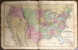 1844 North America.  Texas,  Upper California,  Old California.  Hand - Colored