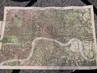 Rare CRUCHLEY ' S MAP OF LONDON BY GALL & INGLIS LARGE FOLDING MAP, 3