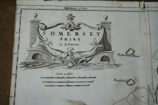 1695 ROBERT MORDEN MAP of SOMERSETSHIRE Somerset Bristol Bath Porlock Portishead 2