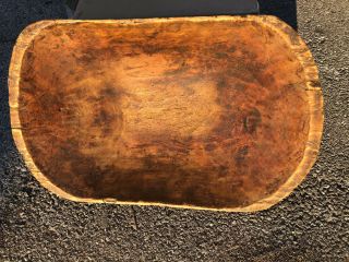 Vtg Antique Primitive Wood Bread Dough Bowl Trough Rustic Farm Planter Table