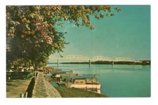 Boat Docks On The Mississippi Louisiana Missouri Vintage Postcard Af89