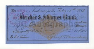 Benjamin Harrison - 1883 Check Filled Out Entirely And Signed By Harrison